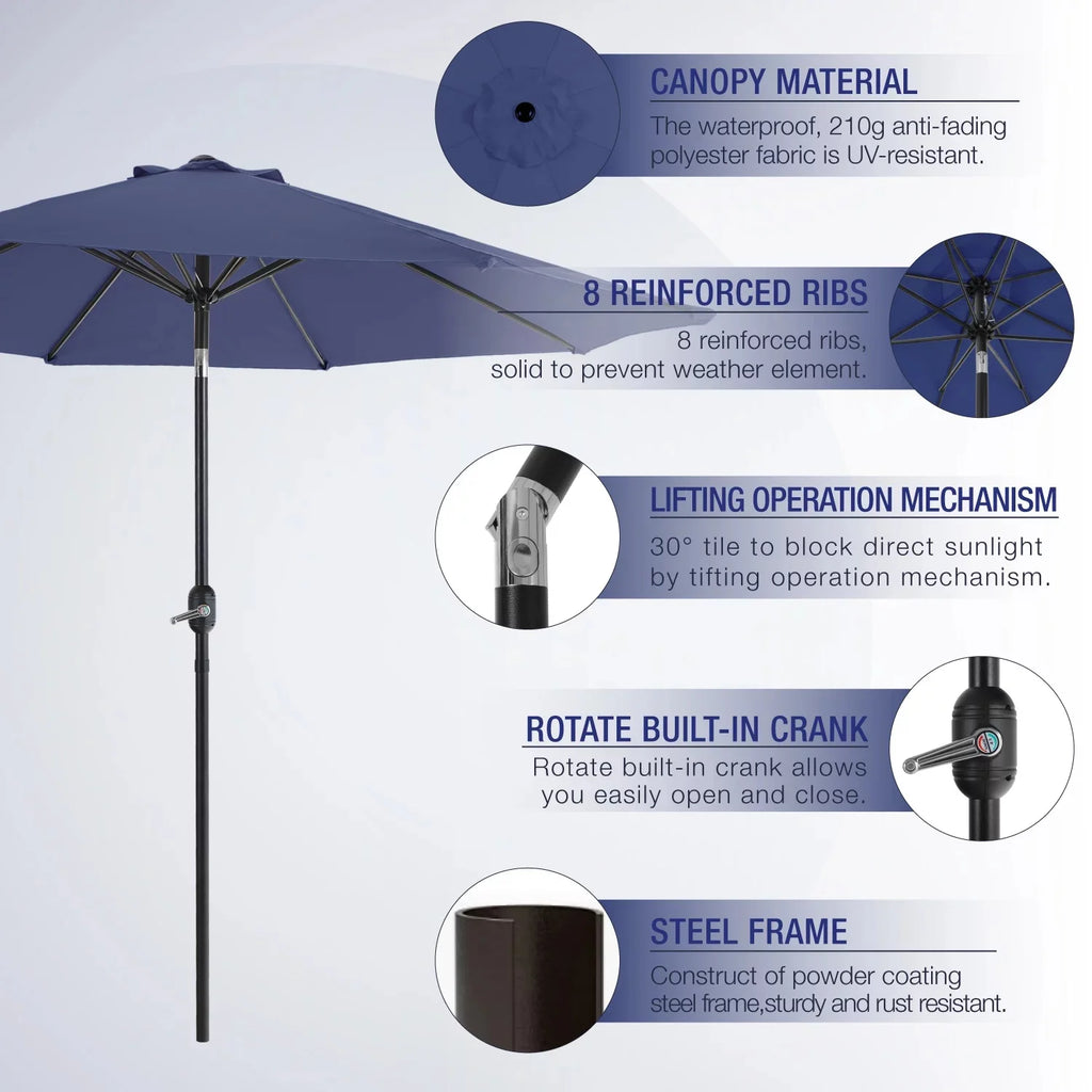 6-Piece Outdoor Patio Dining Set with 9 ft Umbrella H67736