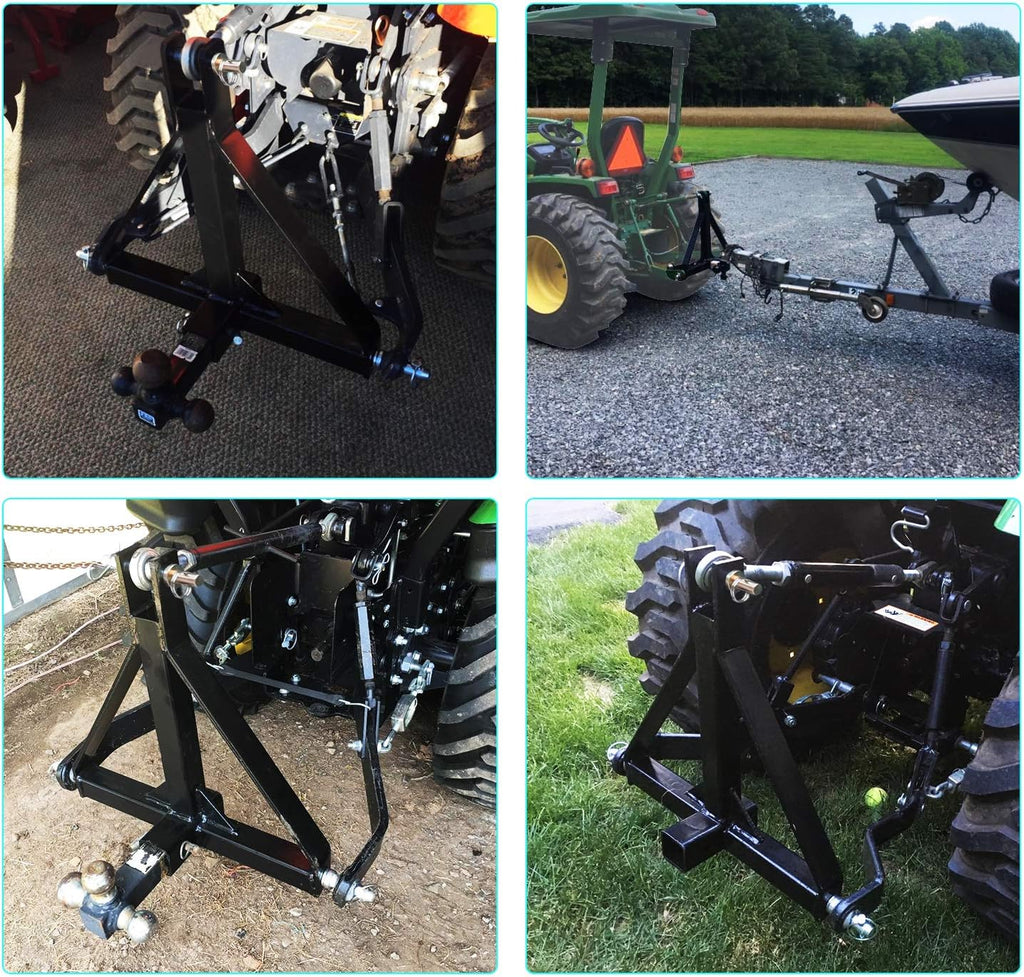 3 Point 2 Inch Receiver Trailer Hitch Heavy Duty Steel Tractor Tow Hitch Drawbar Adapter X265909