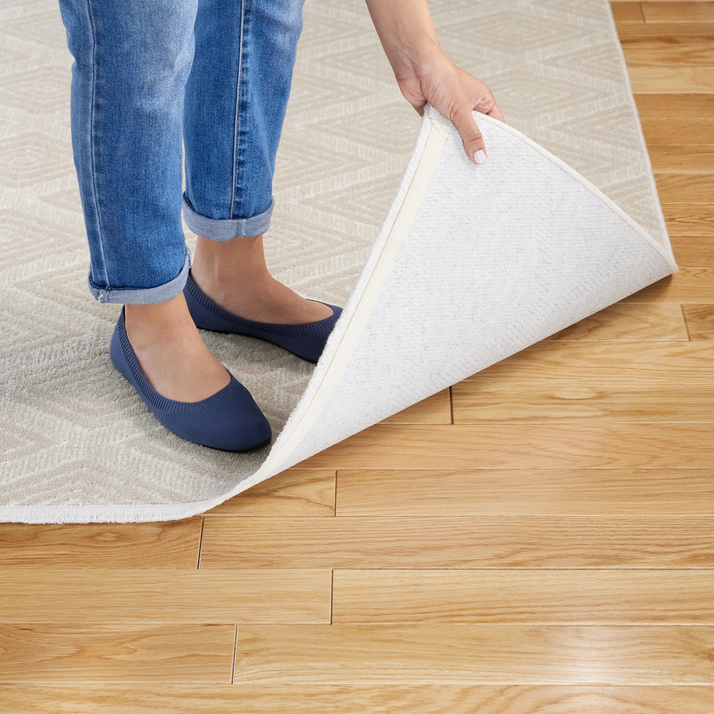 Beige Washable Area Rug with Non-Slip Backing U6488