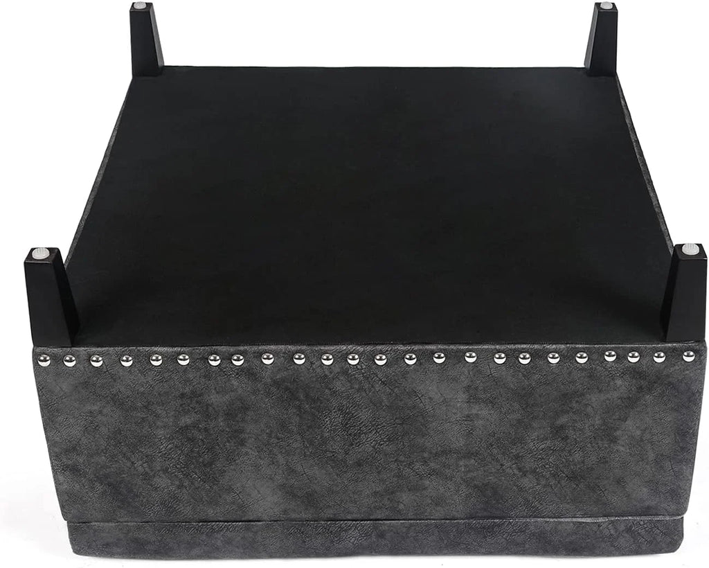 Grey Tufted Storage Ottoman Bench with Wood Legs P7394