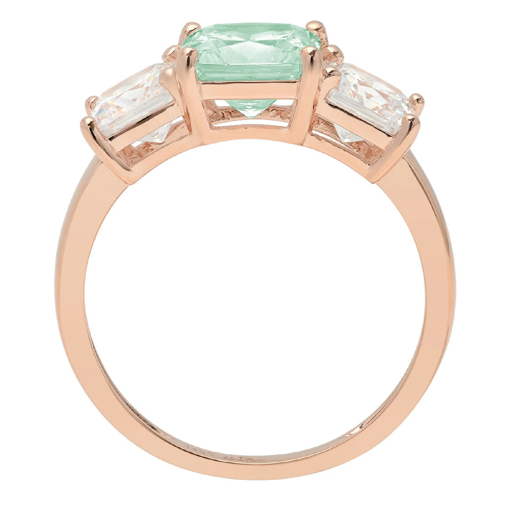 18k Rose Gold 3 Stone Moissanite Ring Size 3.5 A7604