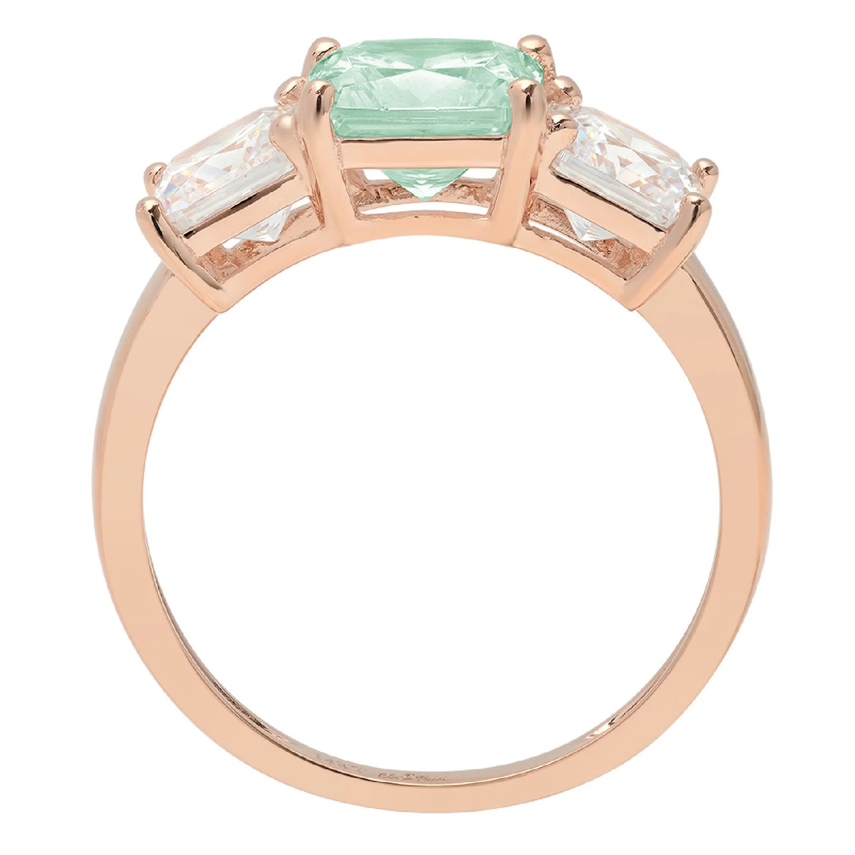18k Rose Gold 3 Stone Moissanite Ring Size 3.5 A7604
