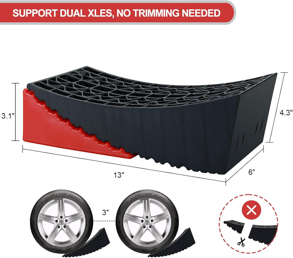 Camper Levelers 2 Pack Anti-Slip Leveling System Support Two Axles Up to 35,000lbs I73655