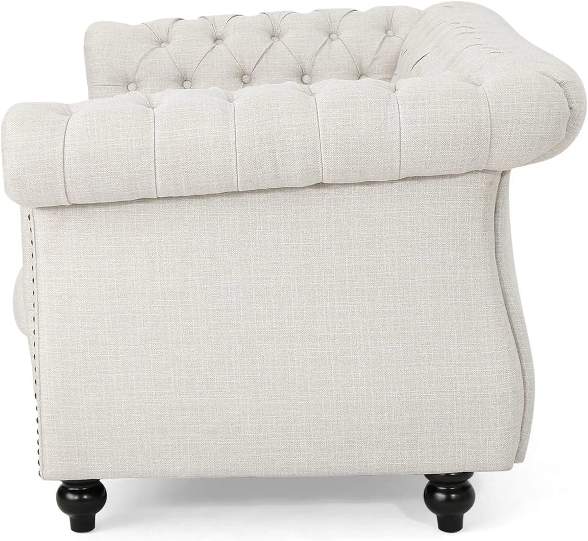 Beige and Dark Brown Chesterfield Loveseat Sofa X1170