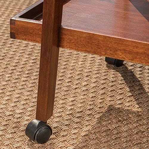 Dark Oak Acacia Wood Bar Cart with Removable Top Tray T5436