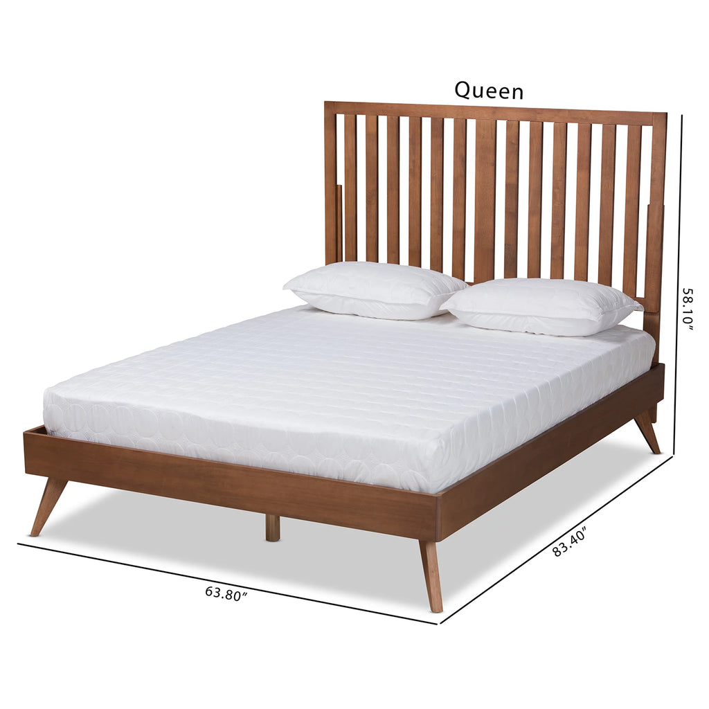 Queen Walnut Brown Engineered Wood Platform Bed Y8060