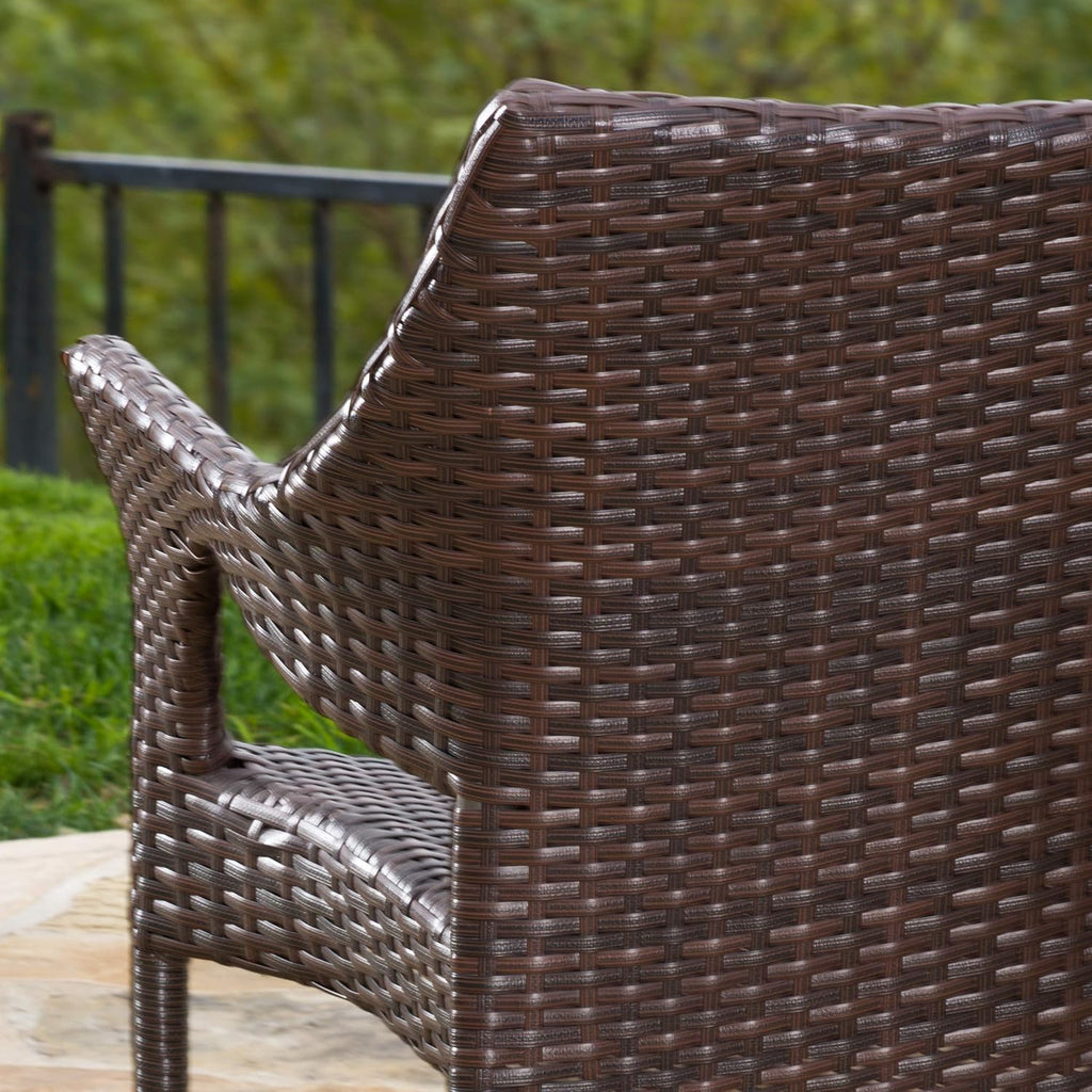Outdoor 7-Piece Acacia Wood Wicker Dining Set in Multibrown Z308