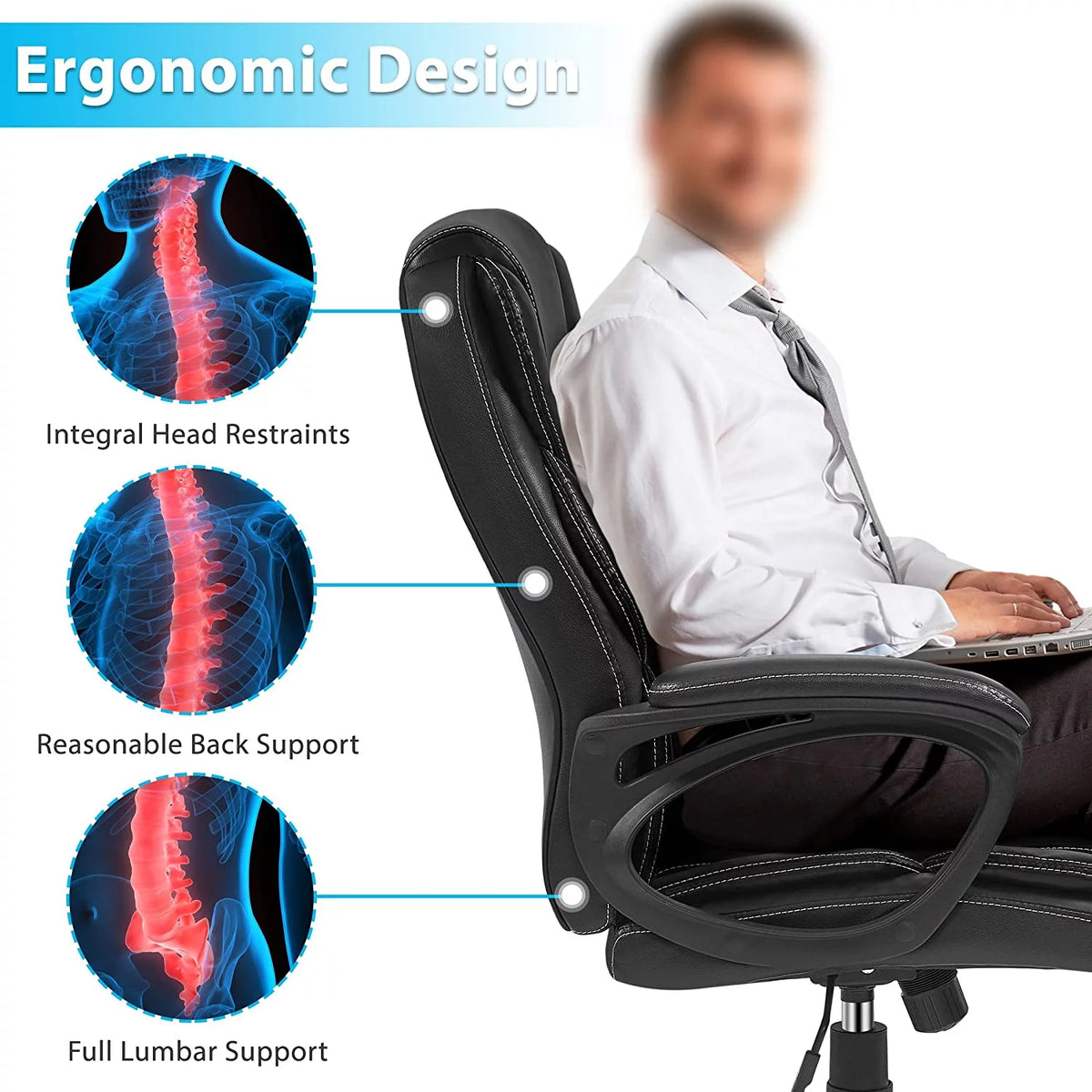 High Back Wide Seat PU Leather Office Chair C687312