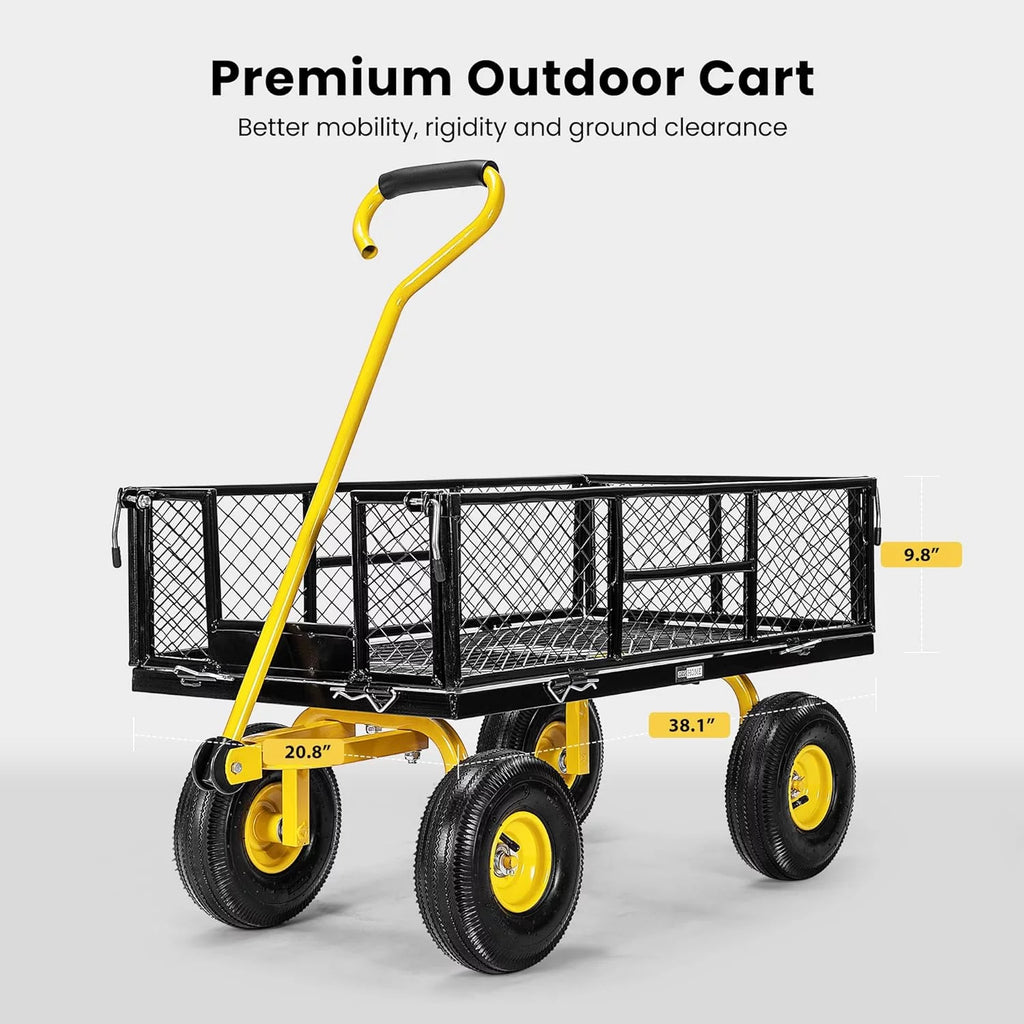 Mesh Steel Garden Cart with Removable Sides, 880 lbs Capacity U198