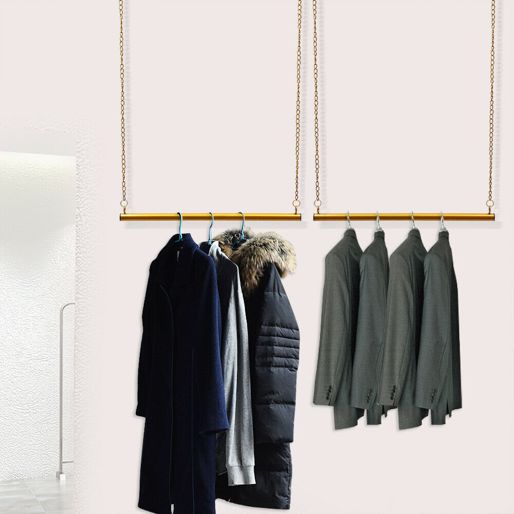 Gold Rod Ceiling-Mounted Clothes Rack A615