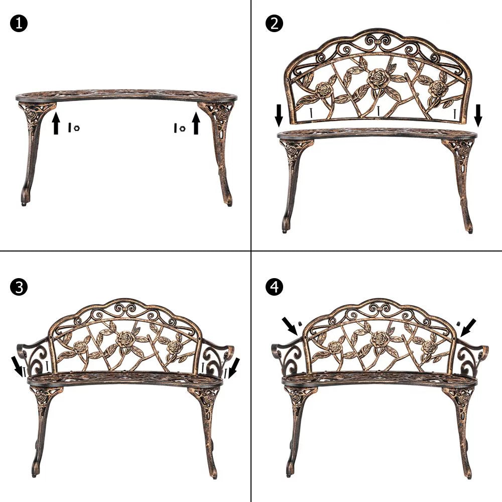 Bronze Cast Aluminum Outdoor Bench W334