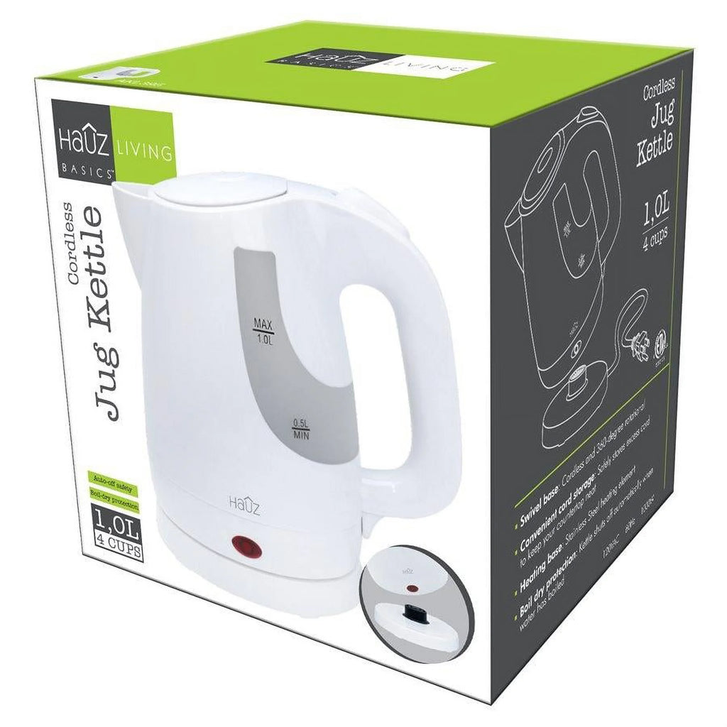 Cordless Kettle 1 Liters, 1000 Watts, White N358
