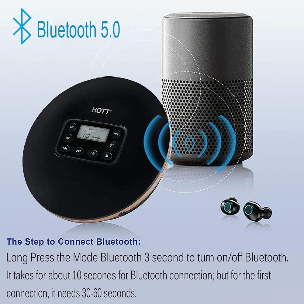 Portable CD Player Bluetooth, Black Pack of 2 Z237157