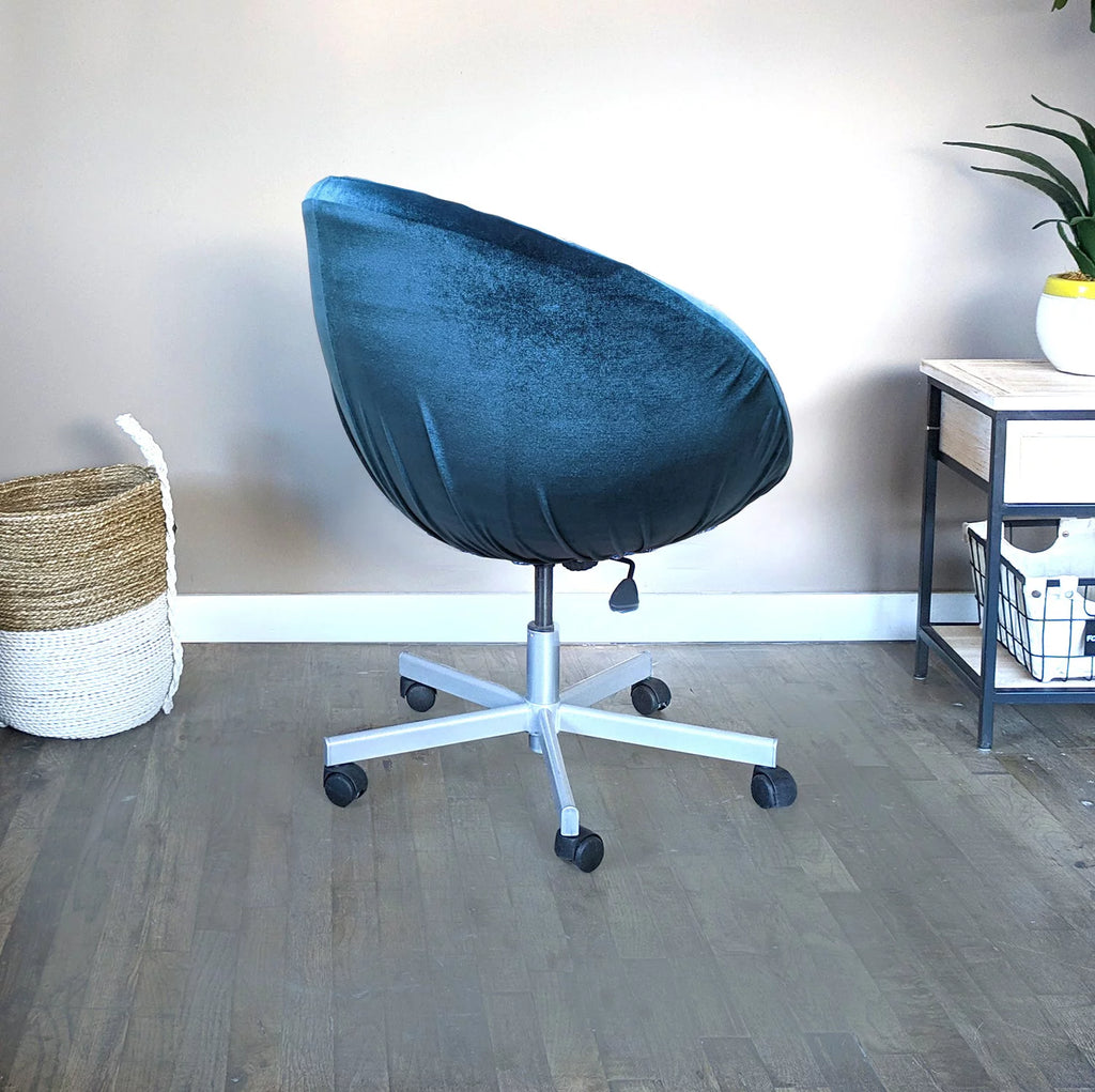 Navy Blue Velvet Chair Slip Cover Q75709