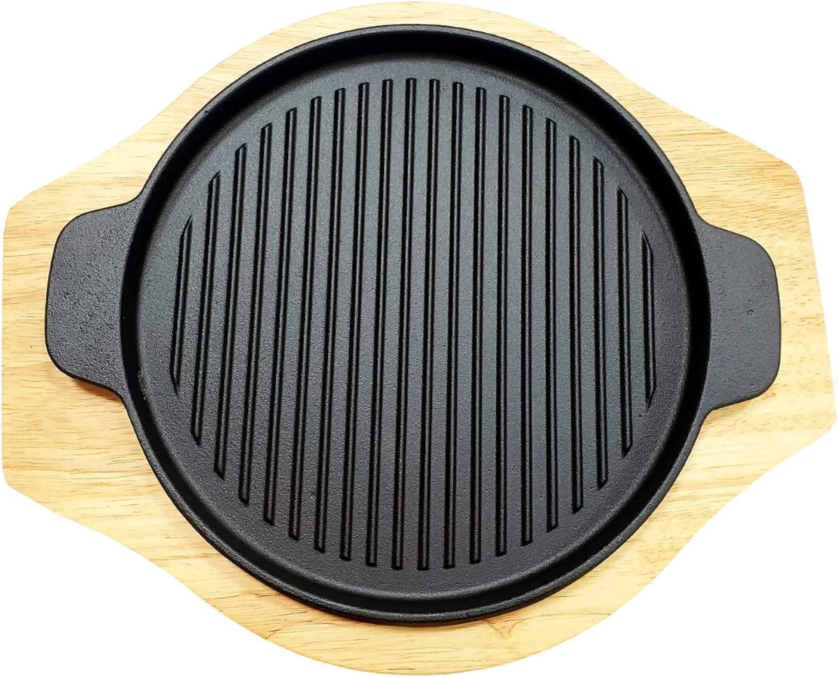 Cast Iron Grill Set with Rubber Wood Underliner C174