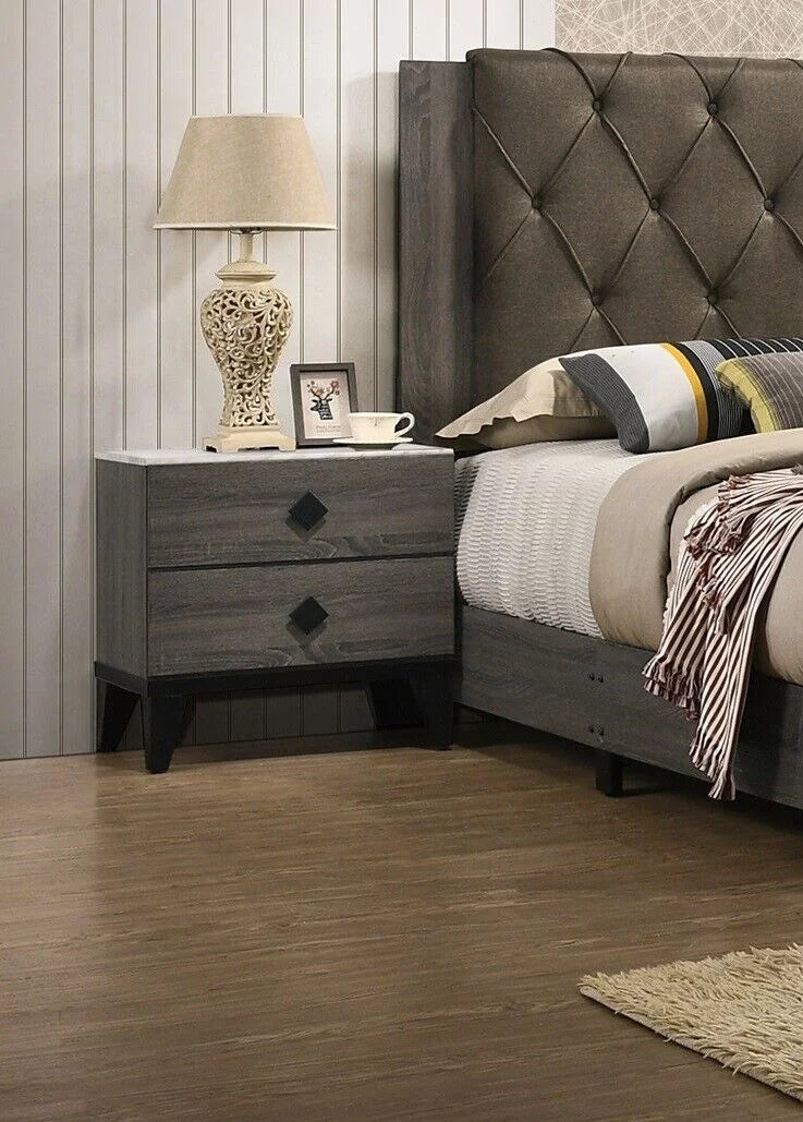 Grey Queen Size 4pc Bedroom Furniture Set Q415