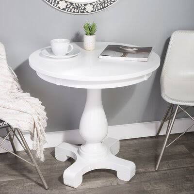 White Pedestal End Table H50039