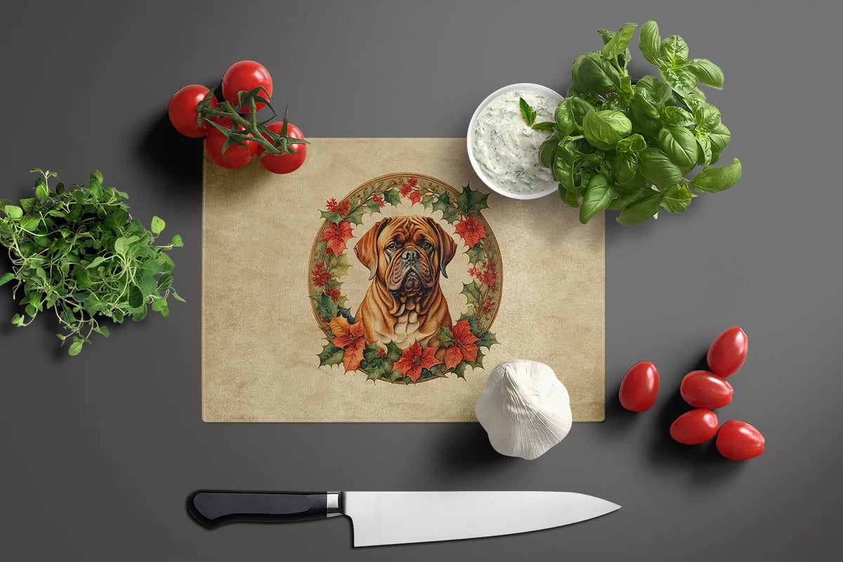 Christmas Flowers Glass Cutting Board 12 in x 15 in Q29138
