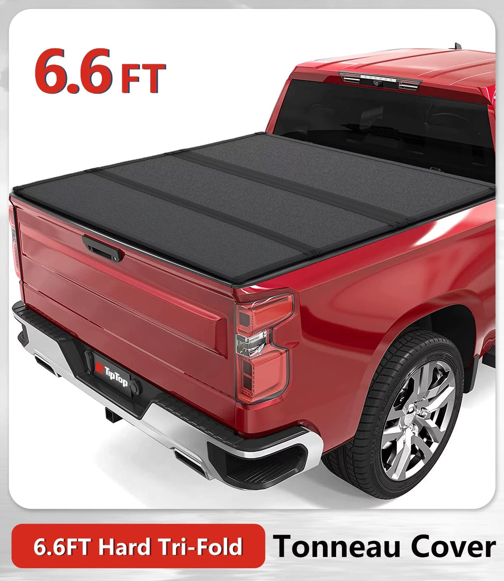 Tri-Fold Hard Tonneau Cover Truck Bed FRP 6.6ft Bed Q271797