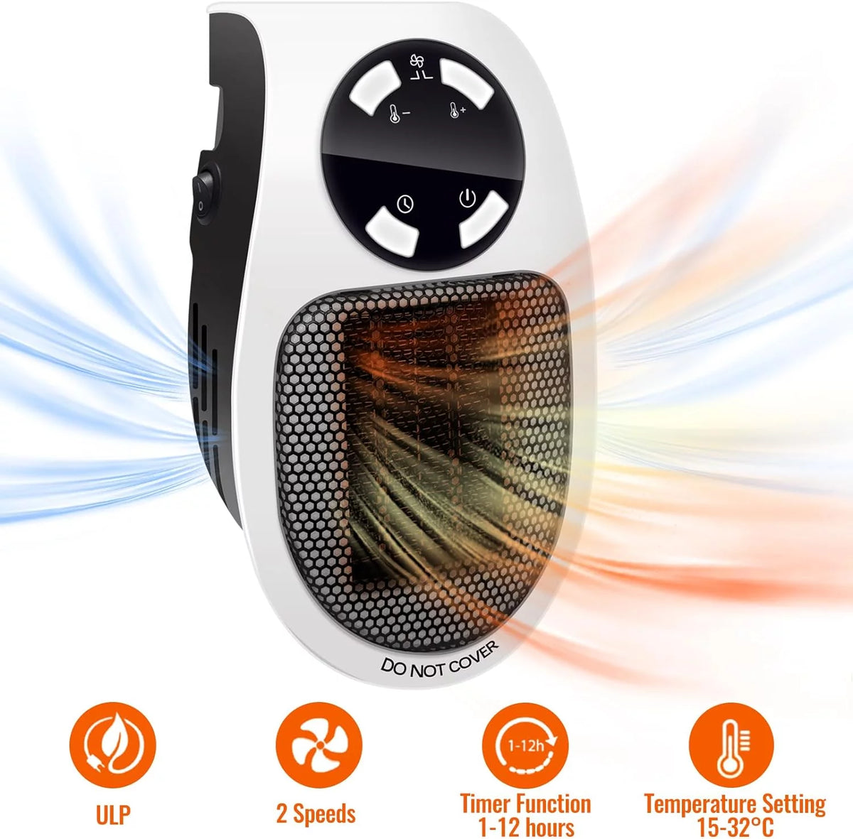 500W/800W Portable Electric Small Space Heater with Adjustable Thermostat and Timer K41704