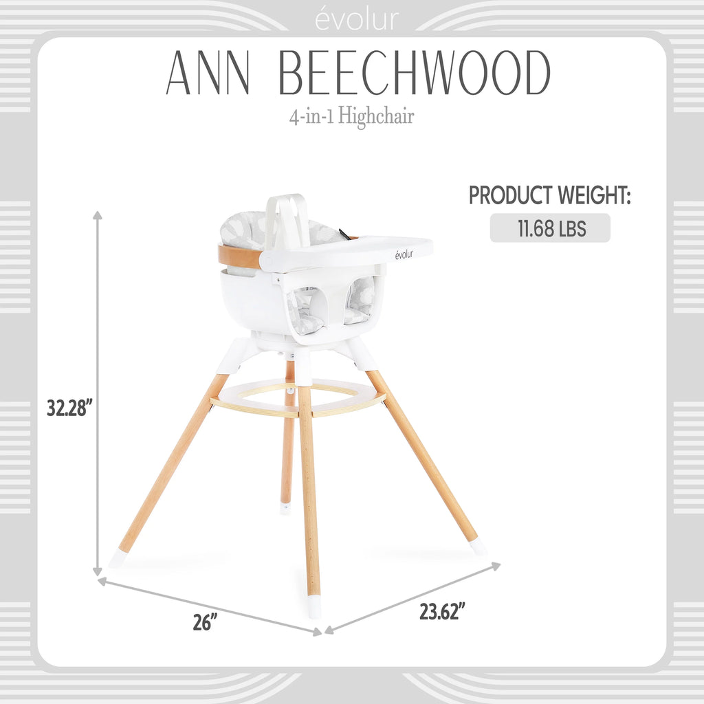 Gray 4-in-1 Highchair with 5 Point Safety Harness T1021