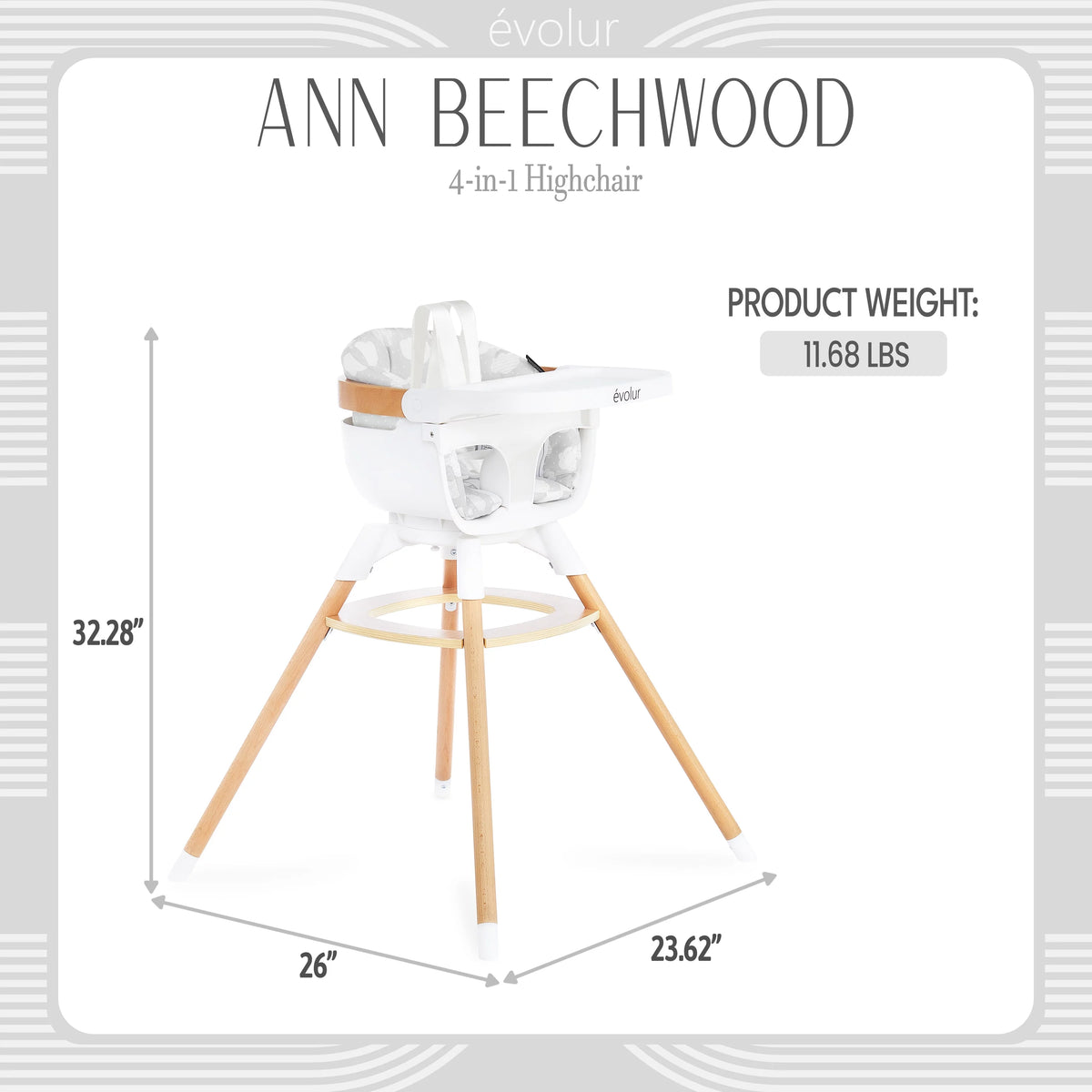Gray 4-in-1 Highchair with 5 Point Safety Harness T1021