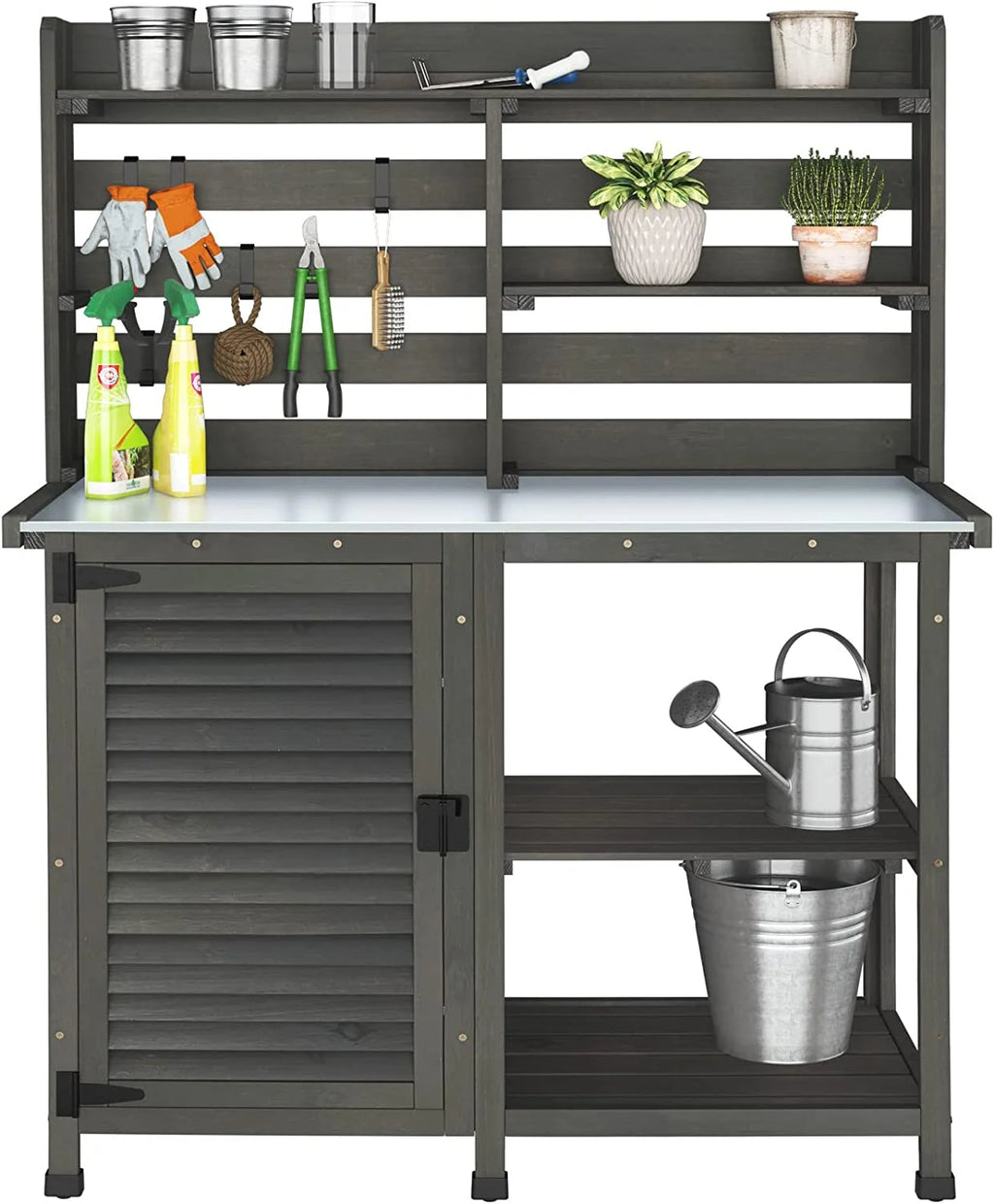 Potting Bench Table with Storage Cabinet Shelf U82589