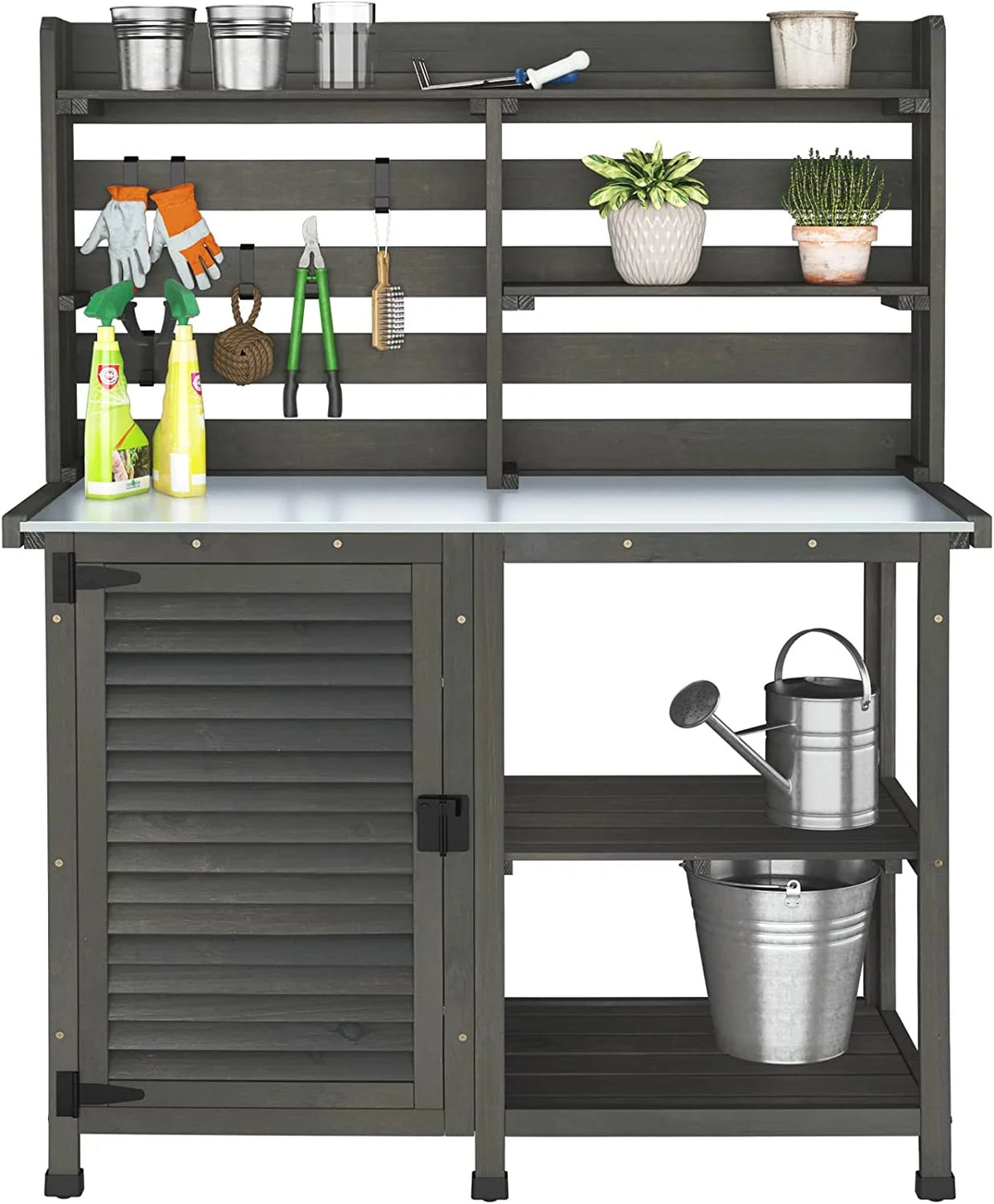 Potting Bench Table with Storage Cabinet Shelf U82589