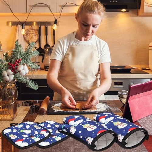 4PCS Christmas Oven Mitts and Potholders Set N197