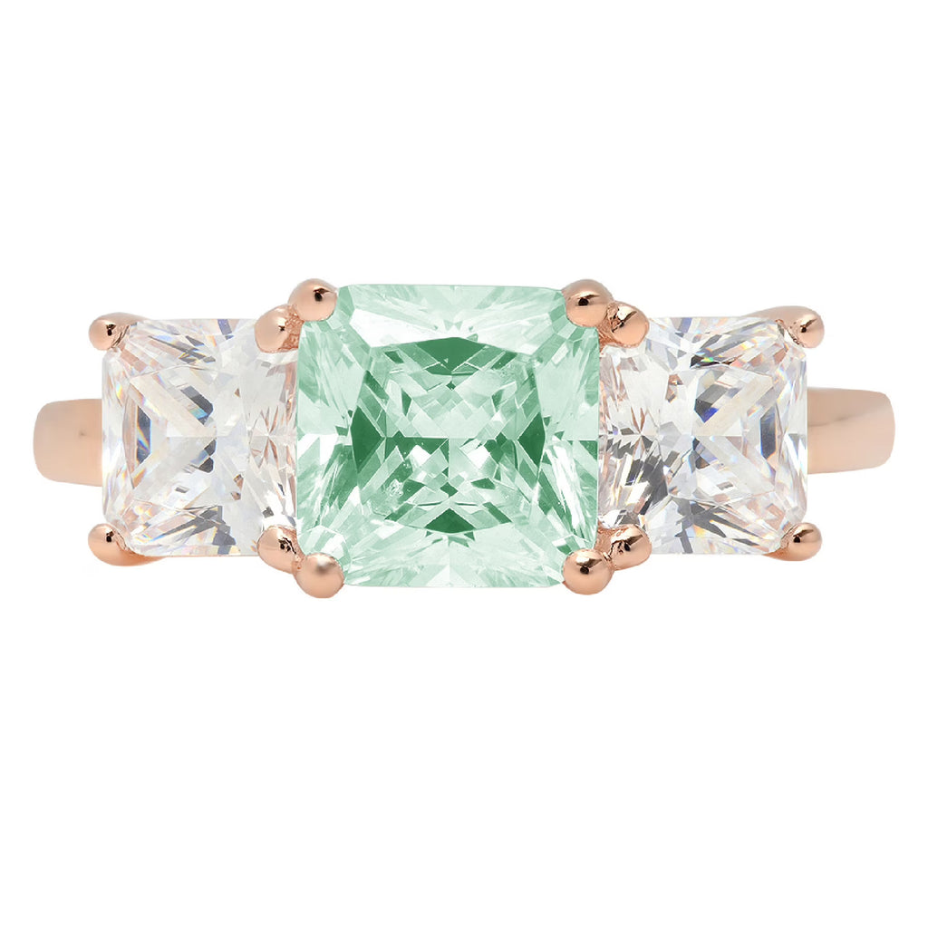 18k Rose Gold 3 Stone Moissanite Ring Size 3.5 A7604