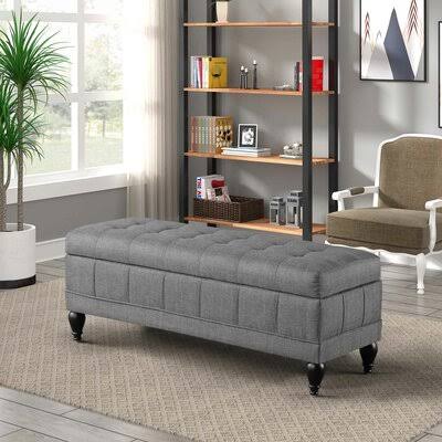 Gray Flip Top Storage Bench H374