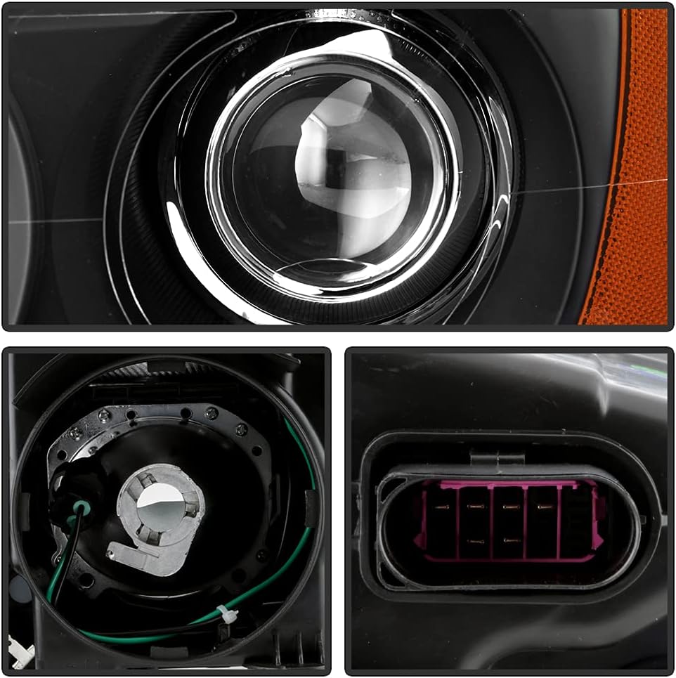 Black Housing Projector Headlight Headlamps Pair Set B7095