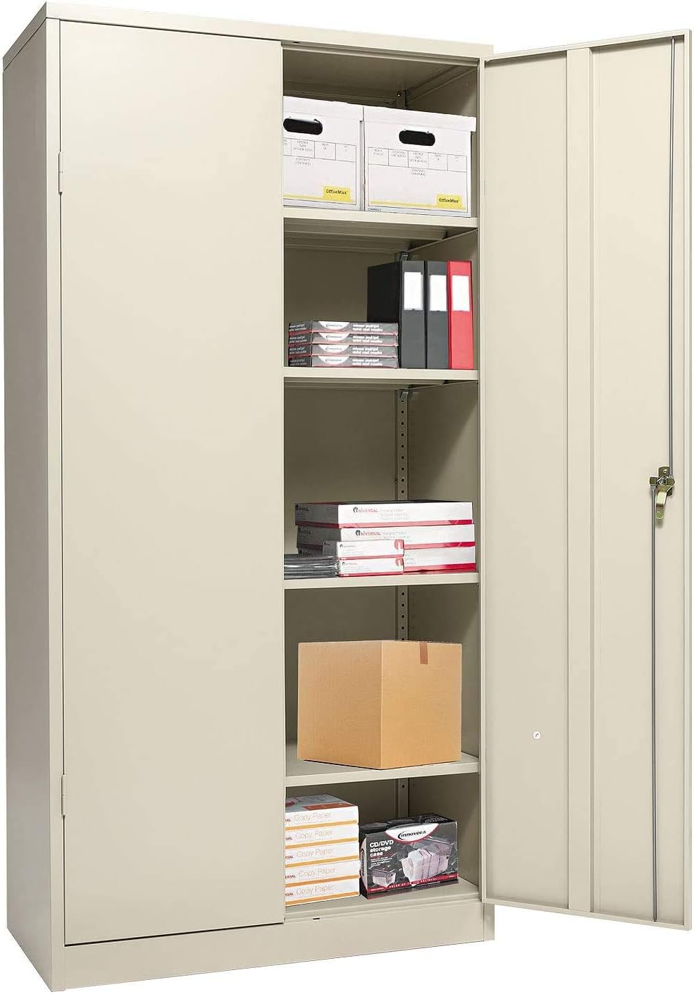 Grey Metal Storage Cabinet with 2 Locking Doors and 2 Adjustable Shelves F47484