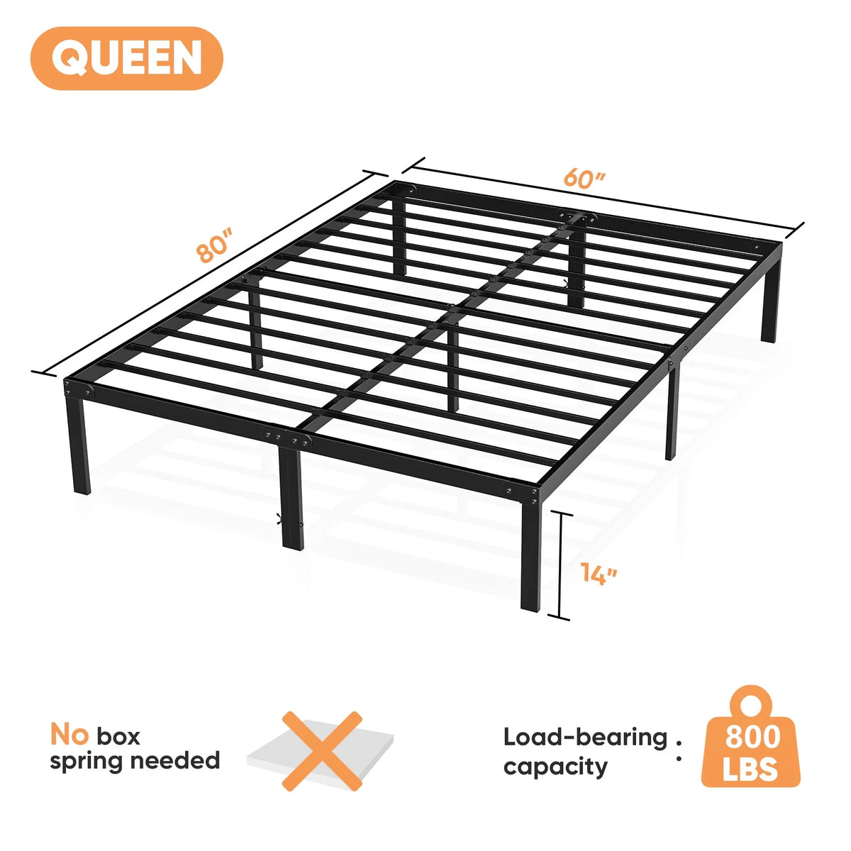 Queen Metal Platform Bed Frame V706