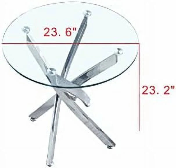Round Glass End Table with Chrome Legs T155