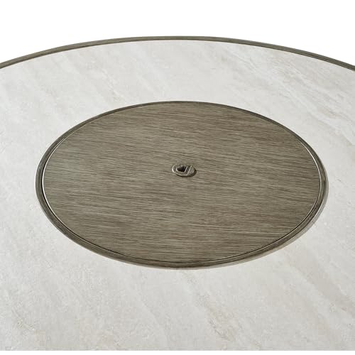 Light Brown Beige Sintered Stone Outdoor Fire Pit Table E672930