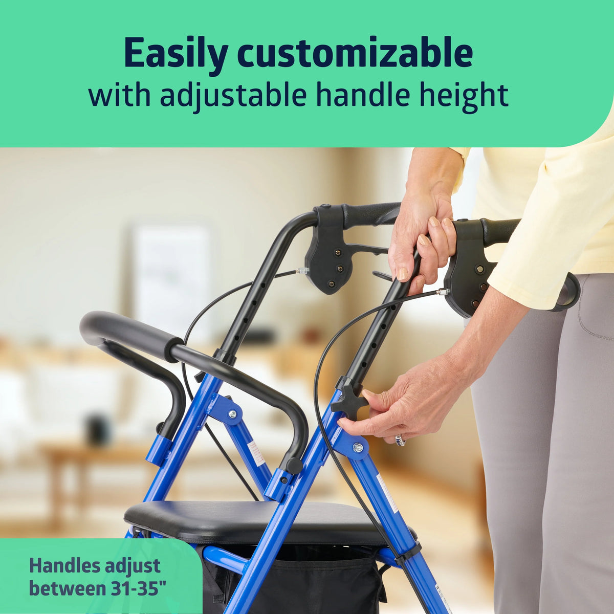 Blue Foldable Steel Rollator Walker I300220