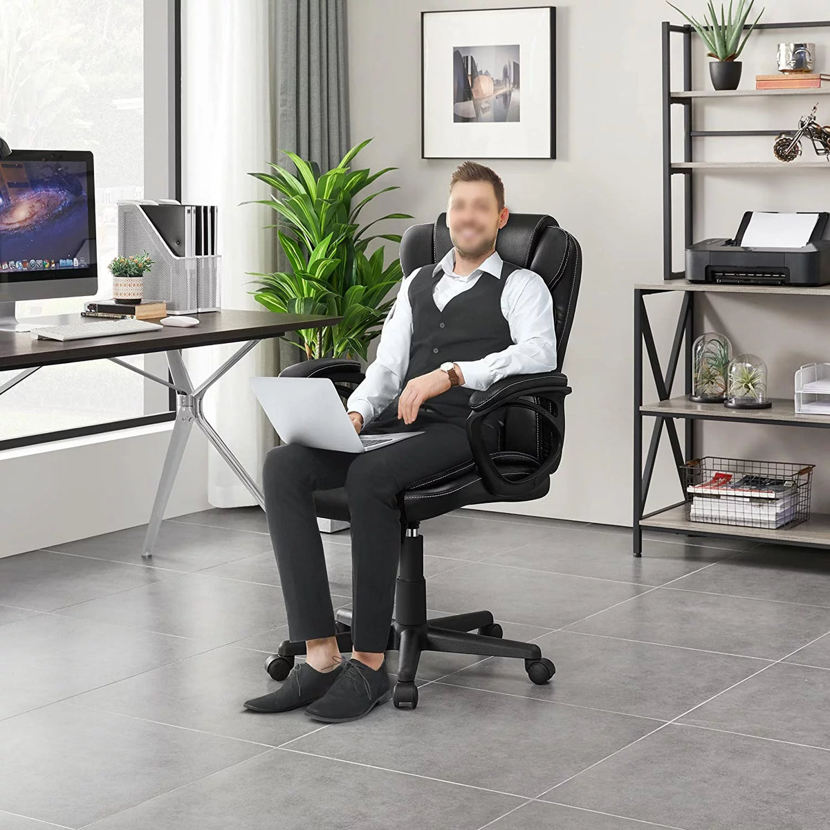 High Back Wide Seat PU Leather Office Chair C687312