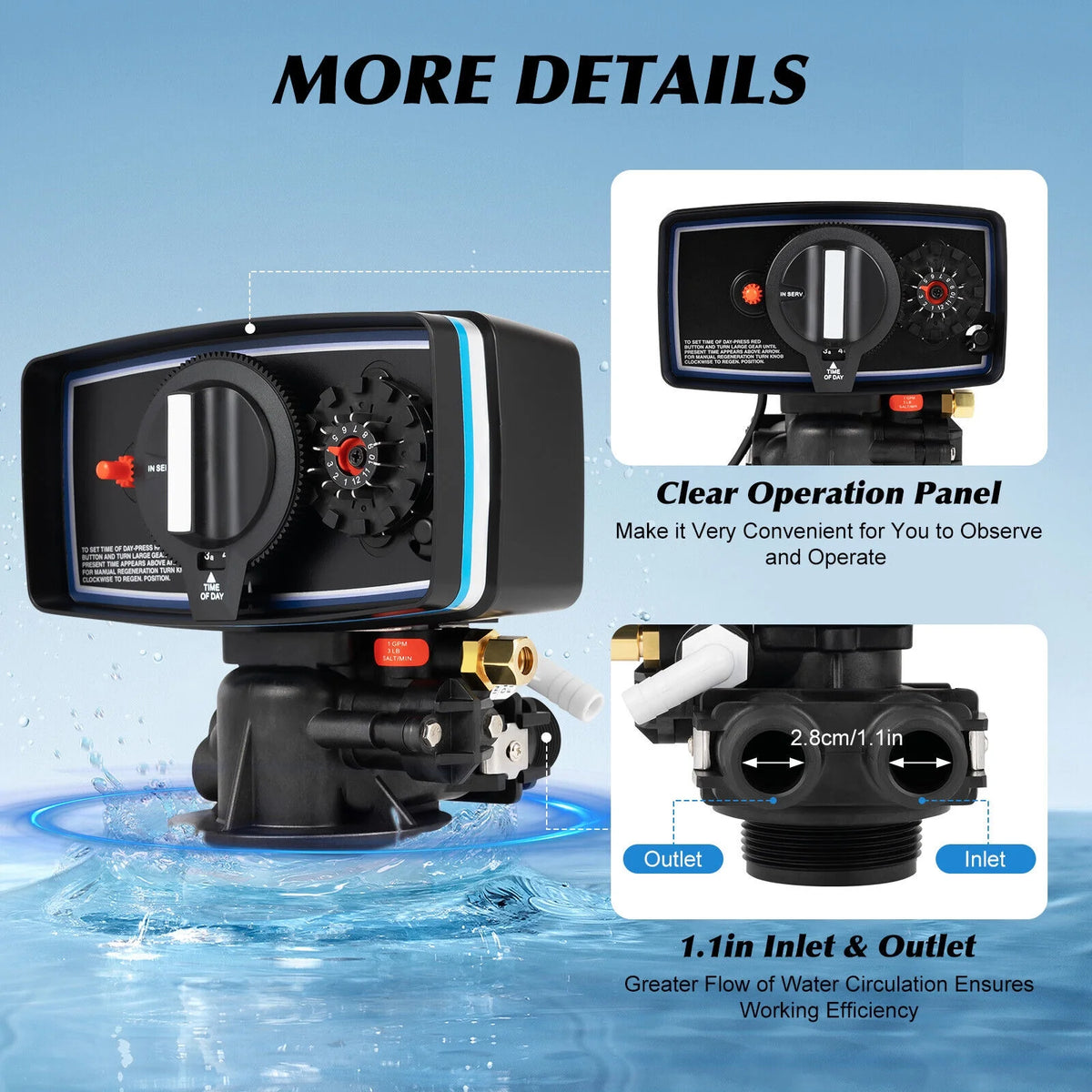 Metered 12 Day Clock Water Softener Control Head Valve J67799