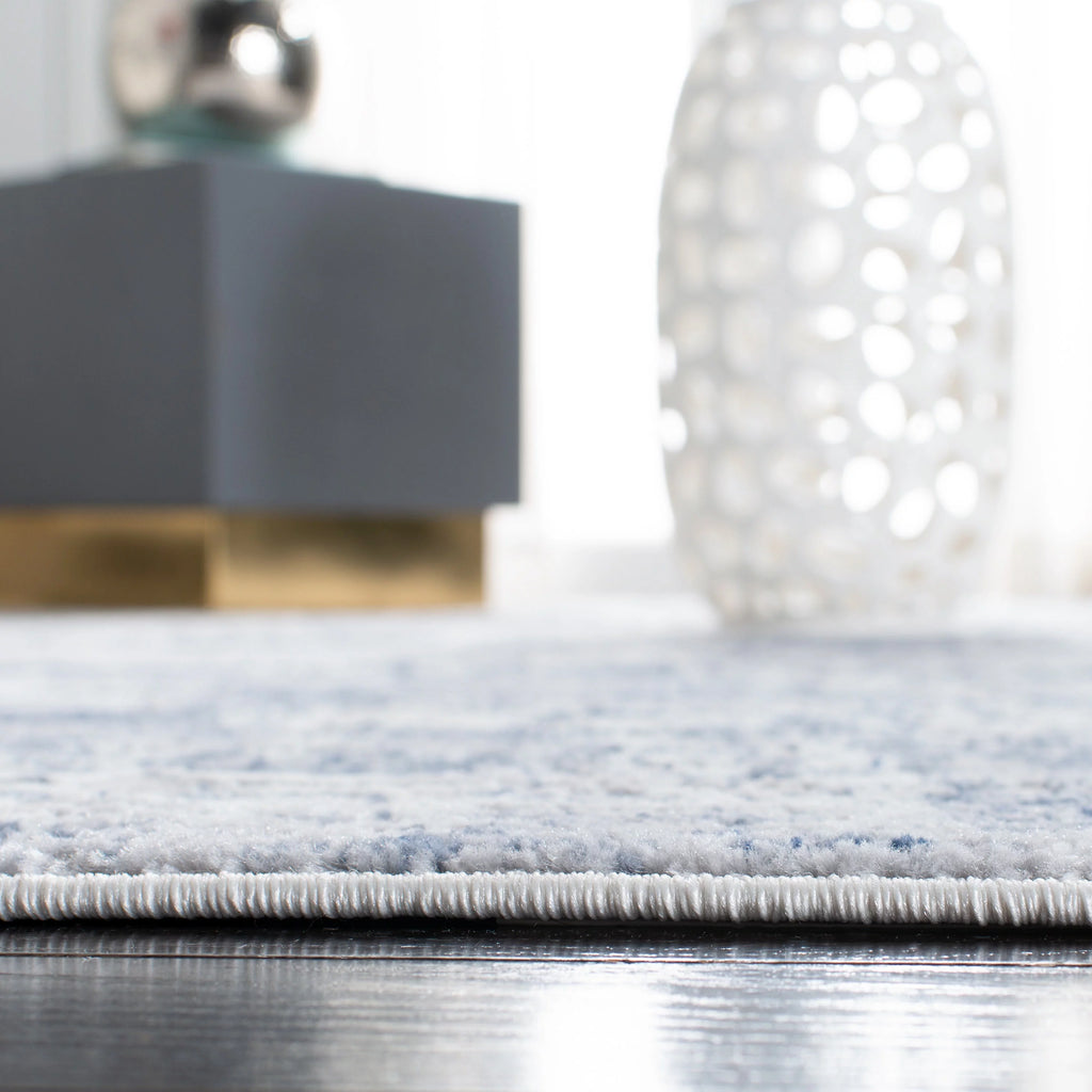 Navy Light Grey Abstract Area Rug 8' x 10' D830877