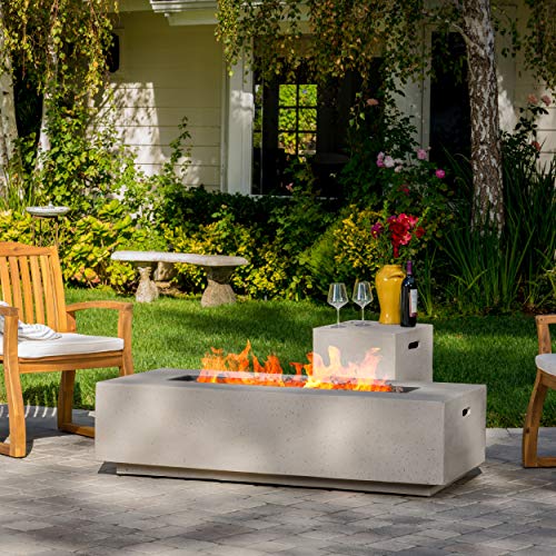 Light Gray Outdoor Rectangular Fire Table with Tank Holder Y185