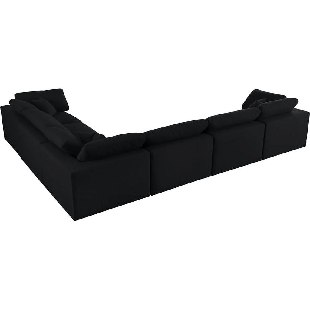 Black Linen Fabric Modular Sectional R847121