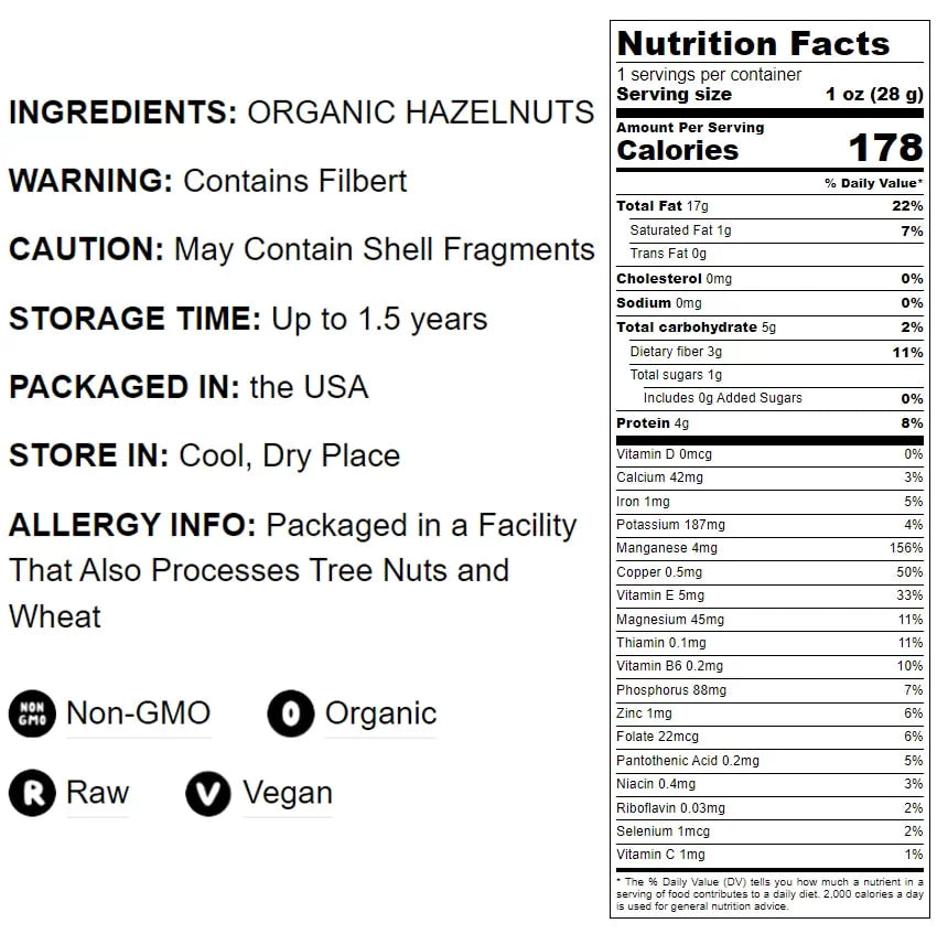Organic Blanched Hazelnuts 16 Pounds M42000