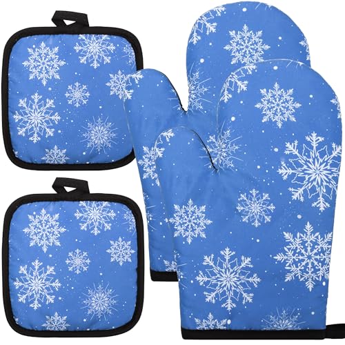 4PCS Christmas Oven Mitts and Potholders Set N197