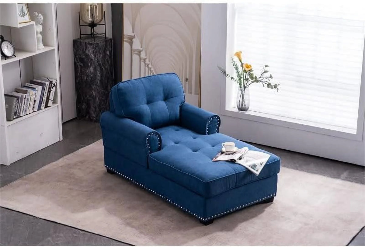 Blue Linen Fabric Indoor Chaise Lounge Z82630