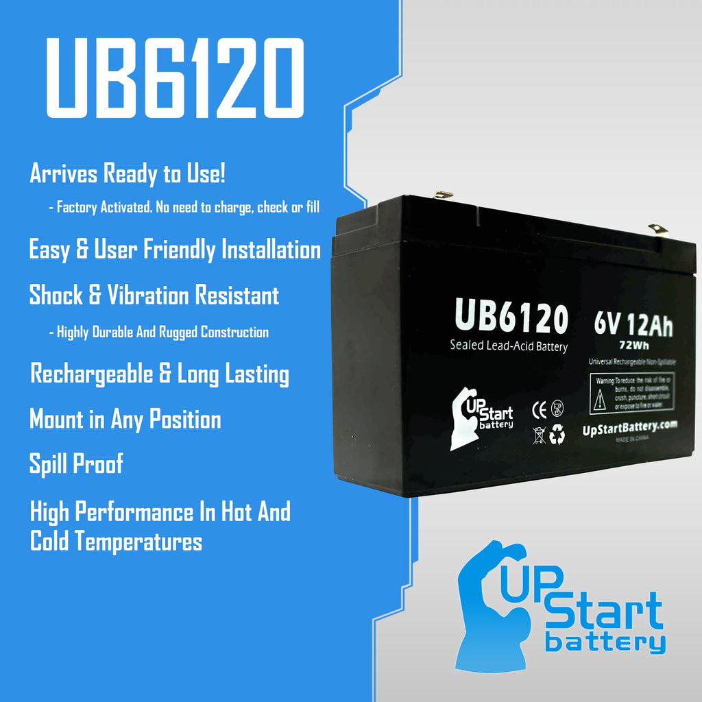 6V 12Ah Sealed Lead Acid Battery with F1 to F2 Terminal Adapters R5561