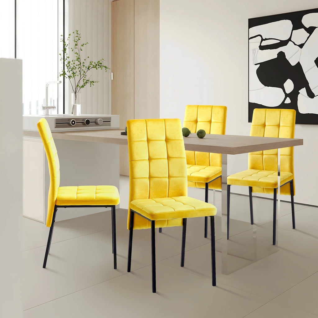 Yellow Velvet Dining Chairs Set Of 4 J550725