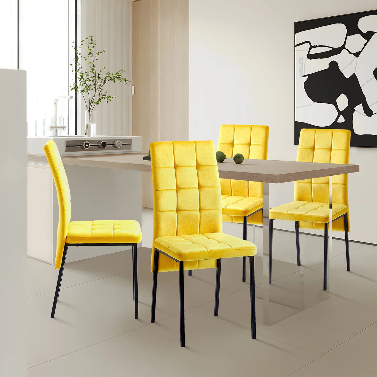 Yellow Velvet Dining Chairs Set Of 4 J550725