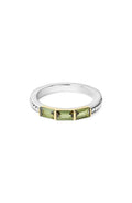18K Gold Sterling Silver Green Tourmaline Stacking Ring V90526