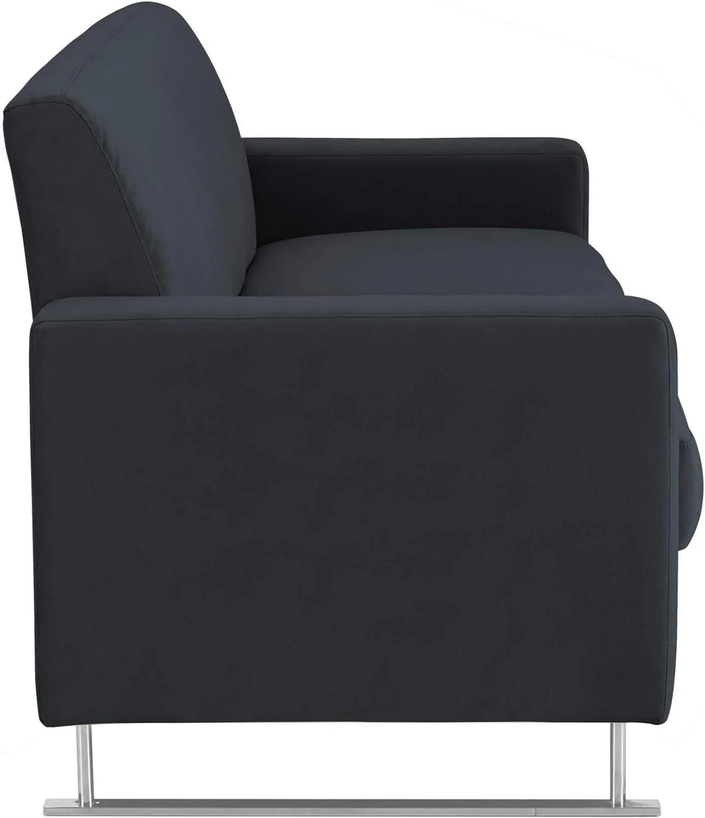 Blue Velvet Sofa with Chrome Sleigh Legs R63689